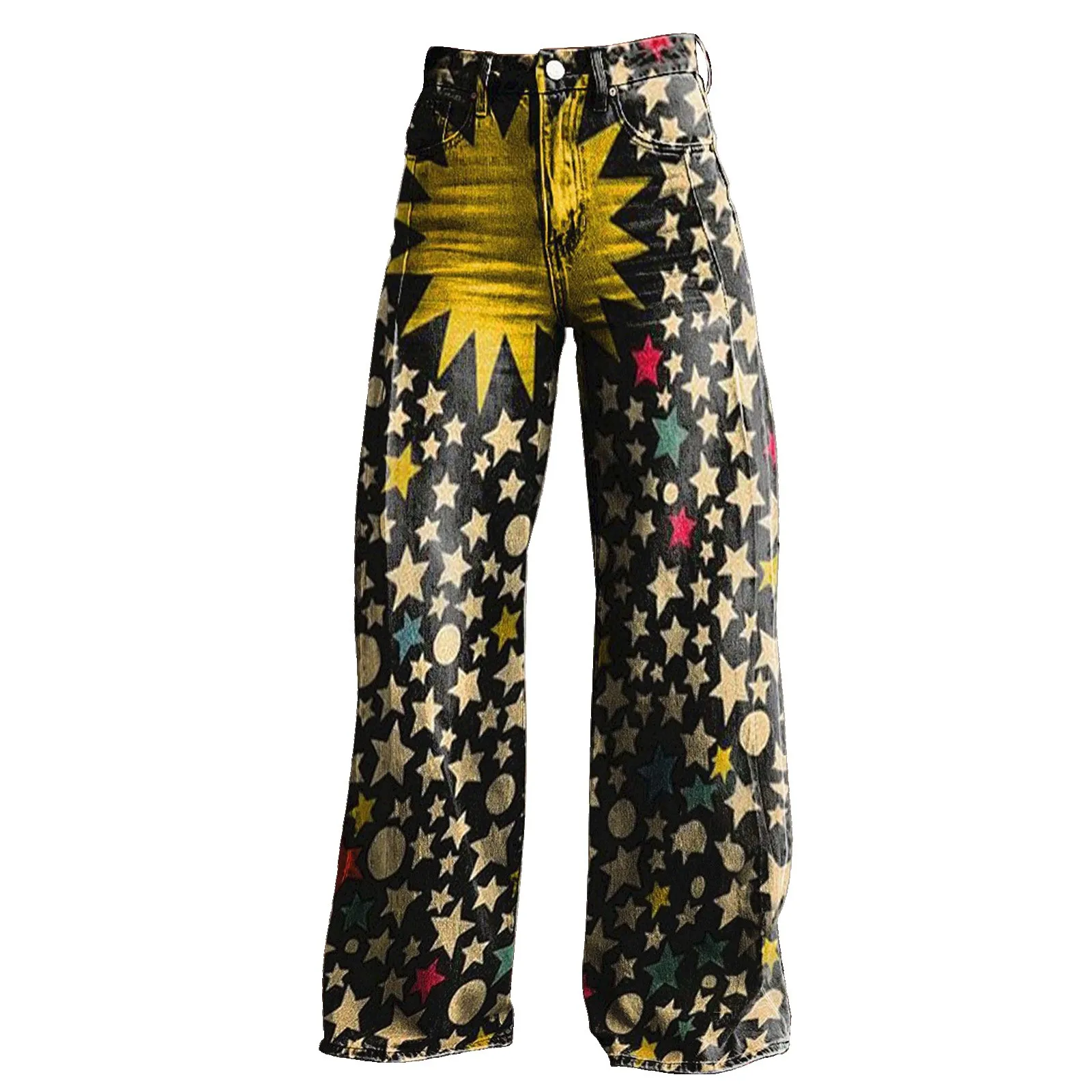 Women's Vintage Flower Print Casual Wide Leg Pants streetwear Hip Hop Vintage Loose Baggy Oversized Wide Leg Trousers