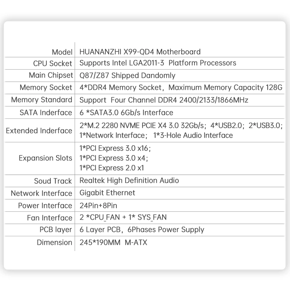 Imagem -04 - Huananzhi-motherboard Combo Grupo Suporte de Memória Nvme Usb 3.0 Sata X99 Qd4 e5 2680 v4 32gb