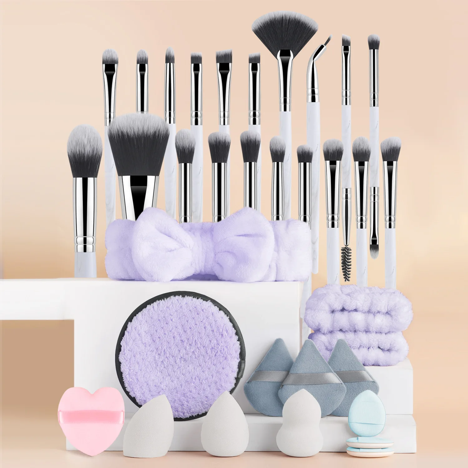 34 makeup sets including 20 makeup brush sets puff  beauty blender  makeup remover puff full set of makeup tools