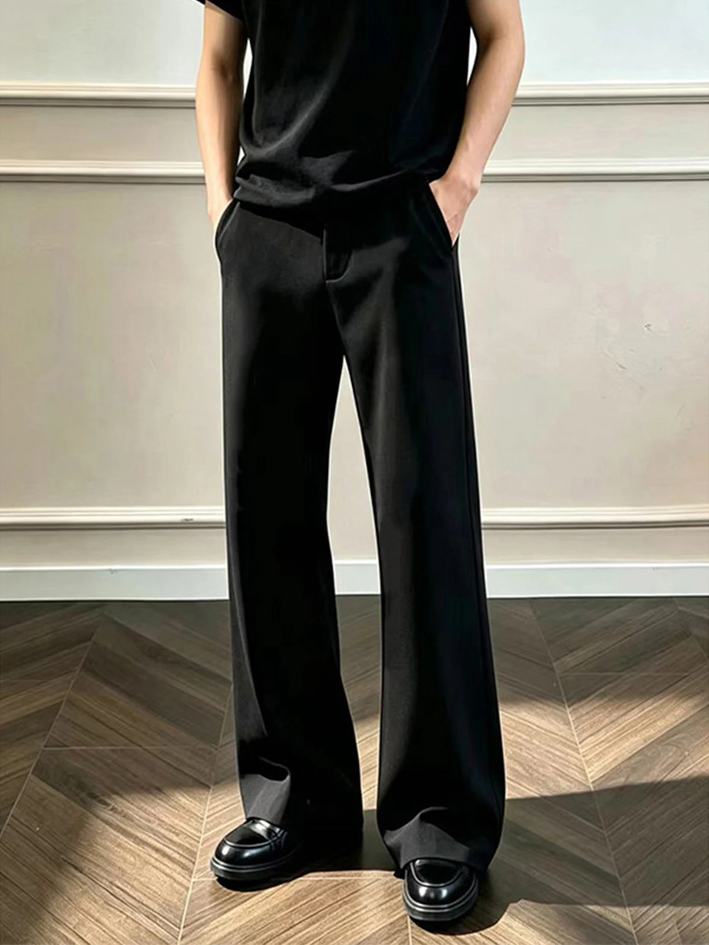 Cleanfit Black Ice Silk Men's Summer Straight Leg Pants Breathable Cool Feeling Bend Knife Casual Trousers Slimming Leg Lengt...