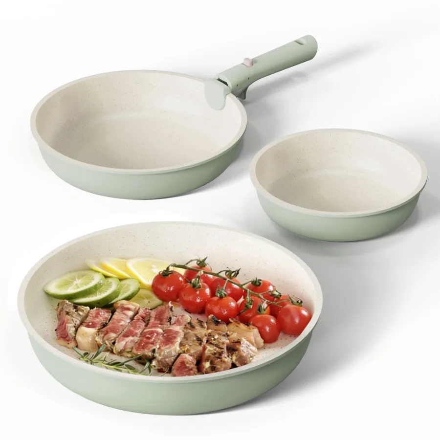 

4 Pcs Nonstick Cookware Sets, Pots and Pans Set with Detachable Handles, Oven Safe, Induction Cookware, Stackable Kitchen Cooki