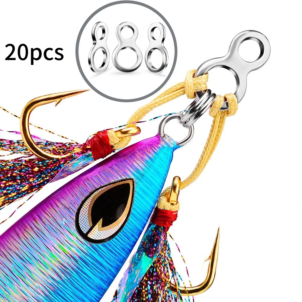 

20Pcs Fishing Solid Ring Stainless Steel Sea Fishing Lures Connectors Jigging Rings Swivels Fishing Snap Accessories Tackle