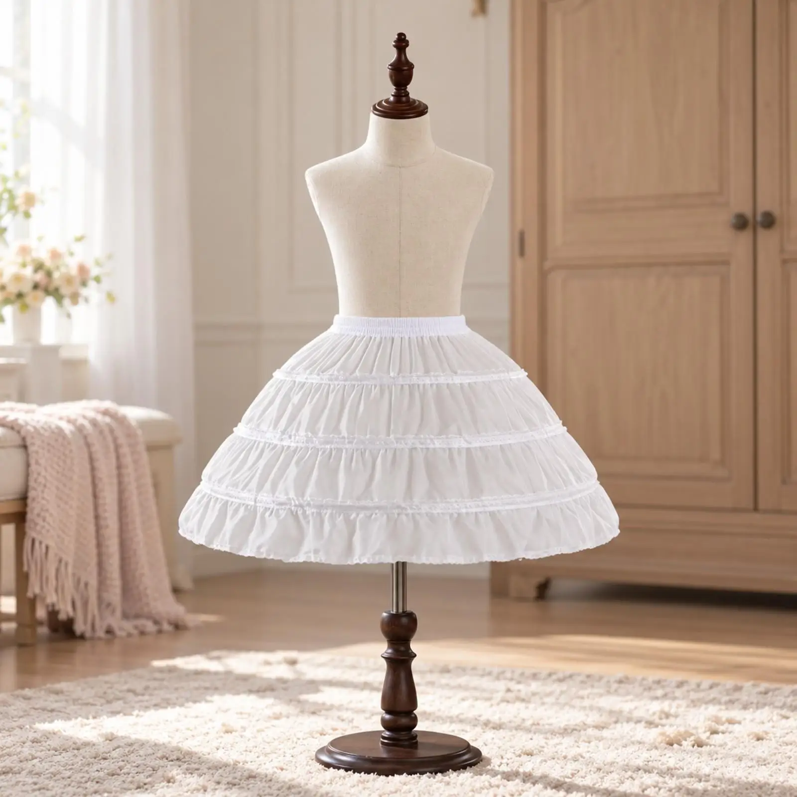 Adjustable Waist Children Petticoat Hoop Underskirt for Girls Dress Volume Support Lightweight Wear