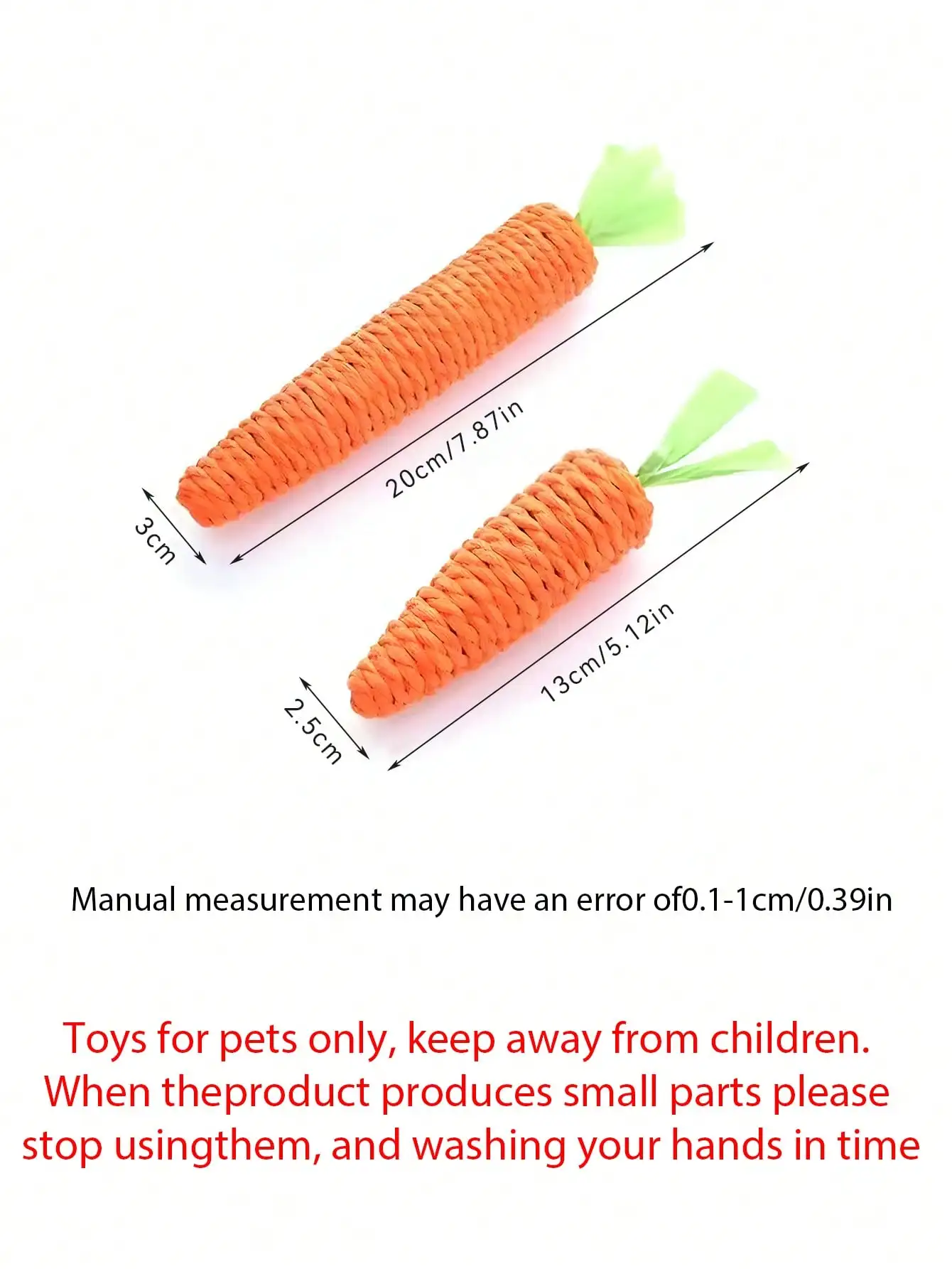 1pc Carrot Shaped Interactive Cat Toy, Made Of Sisal Rope, Helps Cats Scratch, Bite And Grind Teeth. Filled With Sand To Make Sounds, Attracting Cats. Available In Large And Small Sizes, Suitable For  image 2