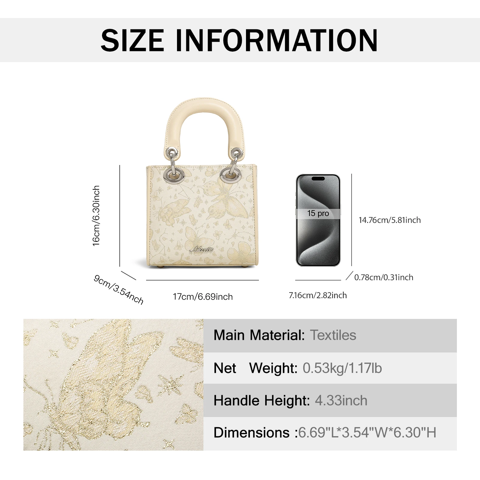 AILUXI 2024 New Butterfly Decorative Tote Bag Hand Embroidery Ladies Shoulder Bag Luxury Original Design Handbag