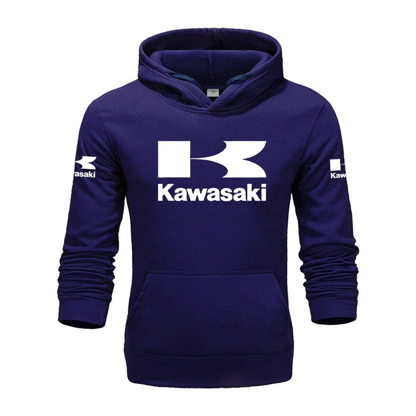 KAWASAKI شعار هوديي الرجال الصوف الدافئة هوديي الخريف والشتاء جديد ملابس رياضية غير رسمية ملابس الزوجين العصرية