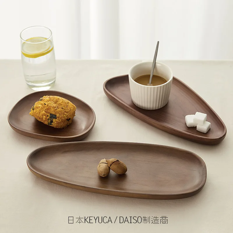 

Black Walnut Solid Wood Special-shaped Irregular Tray Japanese Dessert Tray Wooden Household Fruit Plate Storage Pallet Plate