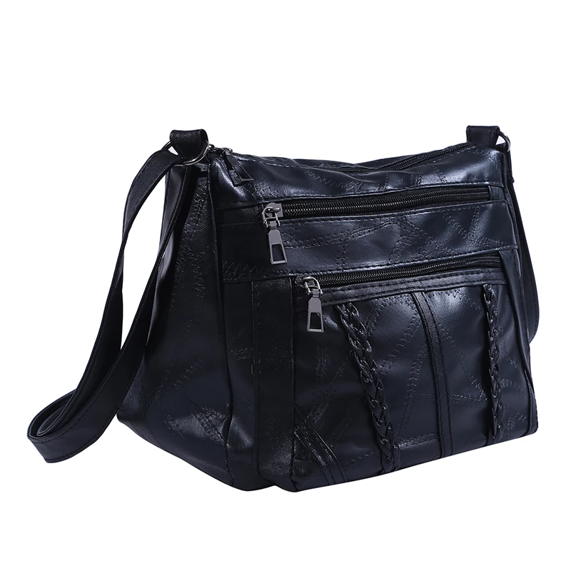 Women Shoulder Bag Fashion Large Capacity Messenger Bags For Female Solid Color Crossbody Solid Black Color Travel Handbags