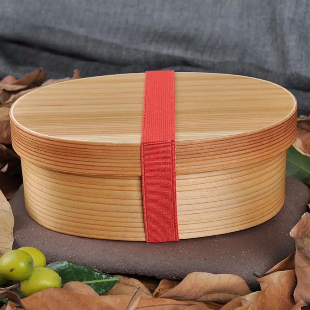 

Wood Lunch Box Food Sushi Sandwich Snack Container Portable Japanese Style