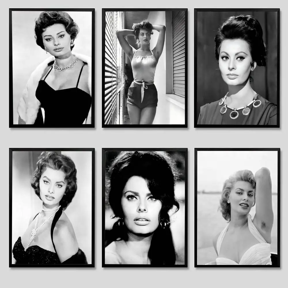 الموضة الحديثة ستار صوفيا لورين المشارك لا مؤطرة المشارك كرافت نادي بار ورقة خمر جدار الفن اللوحة غرفة نوم دراسة ملصقات #4