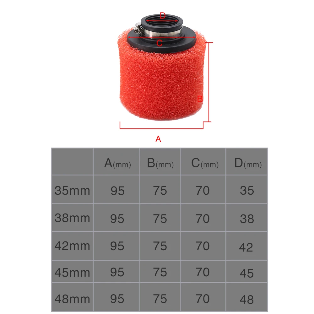 Sclmotos- Motorcycle Carburetor Foam Air Filter 35 38 42 45 48mm Sponge Cleaner Moped Scooter Dirt Pit Bike Kayo BSE GY6 DIO