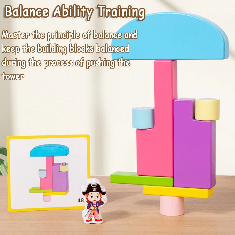 子供木製ブランスブロックスタッキングゲームモンテッソーリ論理的思考空間チャレンジ楽しいスタックタワーマッチング脳教育玩具