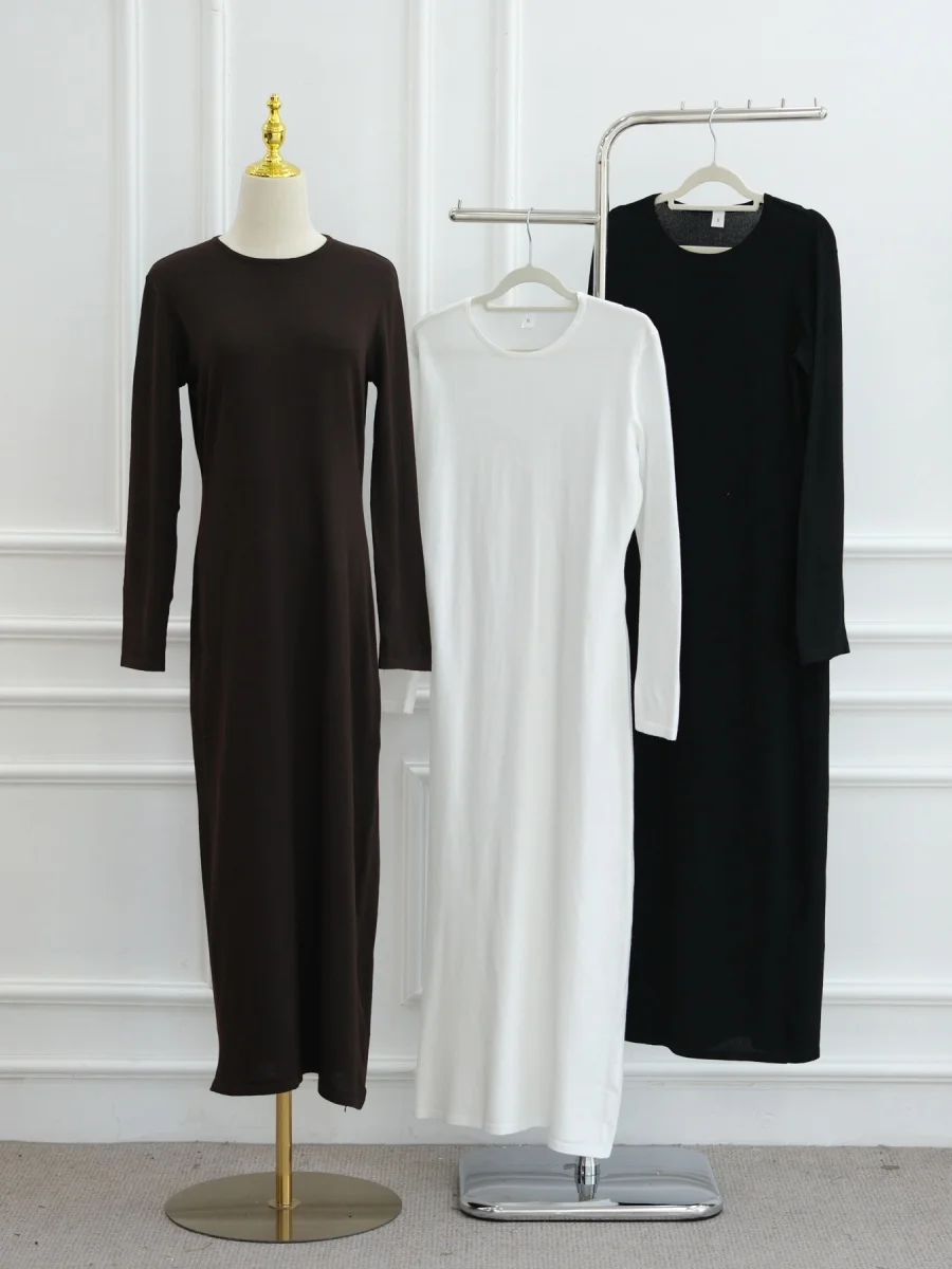 

Muslim Women Arabic Dubai Abaya Slim Elastic Long Dress Modest Kaftan Ramadan Prayer Robe musulmane Femme Islamic Clothing