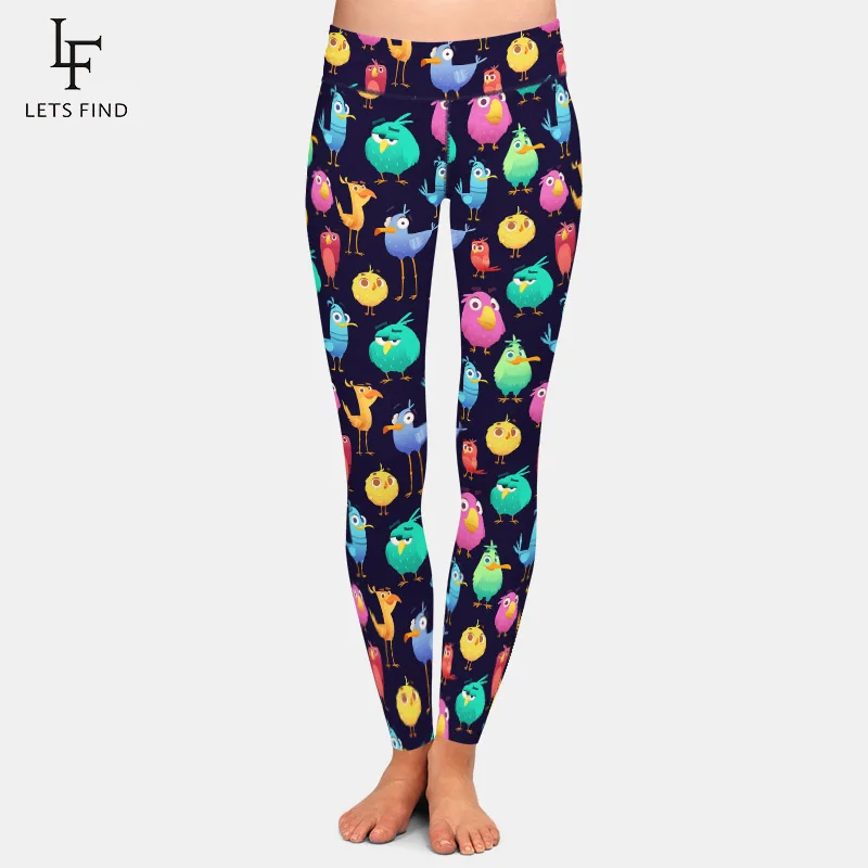 

LETSFIND 3D Cute And Funny Colored Birds Digital Printing Girl Leggings New High Waist Women Soft Elastic Leggings