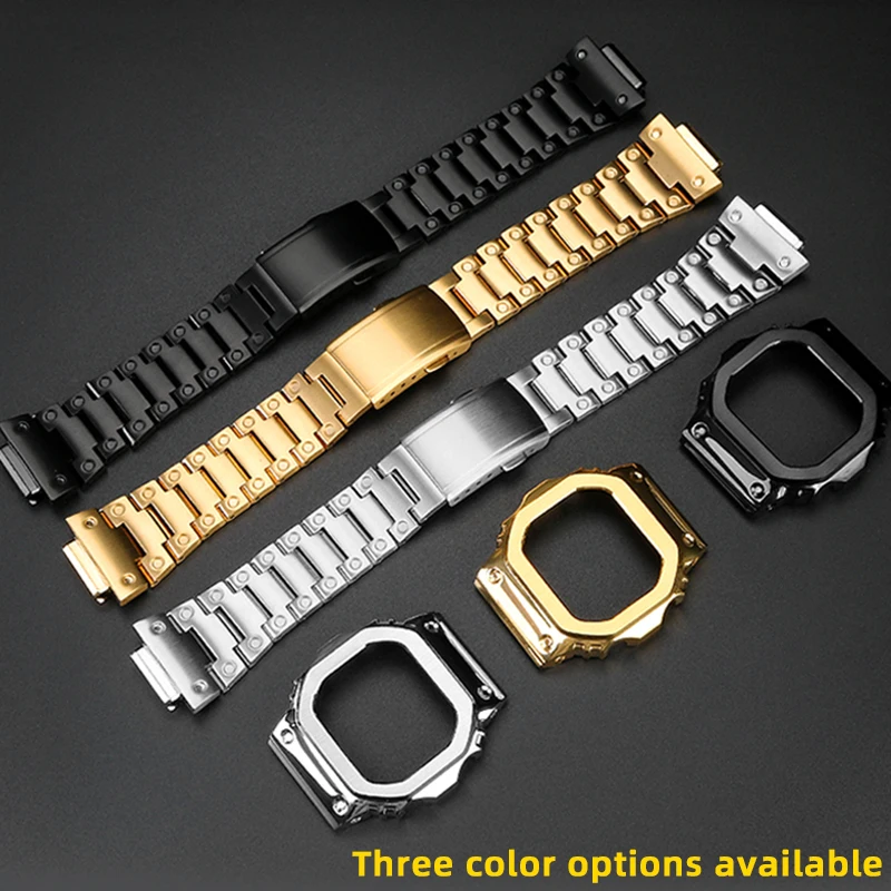 Mod kit GM5600 Metal strap+case For G-SHOCK 3229 GM-5600 Mod kit maintainless steel Watchband+ case gm5600 Metal Set for men's