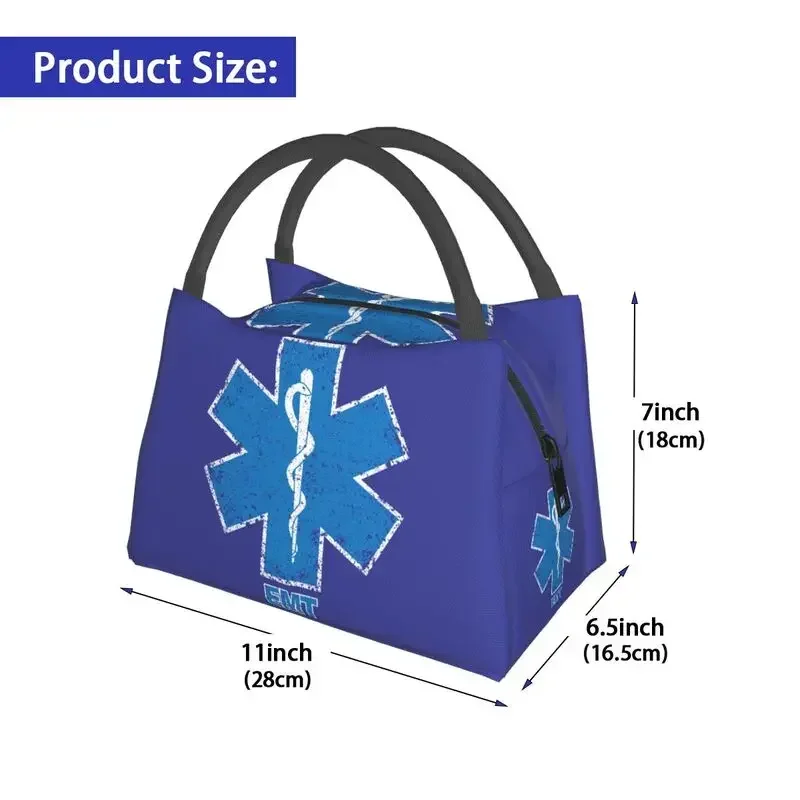 Emt Star Of Life Resuable Lunch Boxes Paramedic Ambulance Cooler Thermal Food Insulated Lunch Bag Office Work Pinic Container