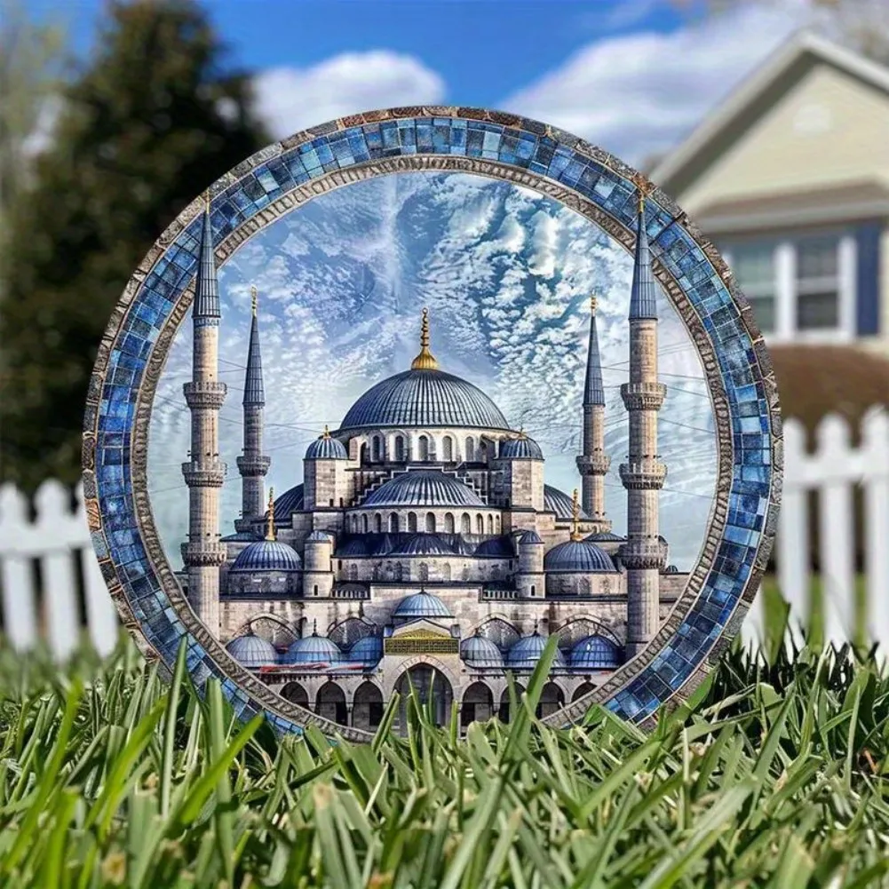 لوحة فنية جدارية معدنية تقليدية من اسطنبول التركية مقاس 8 × 8 بوصة من الألومنيوم - شارة فنية متينة، مناسبة للحديقة وغرفة النوم #2