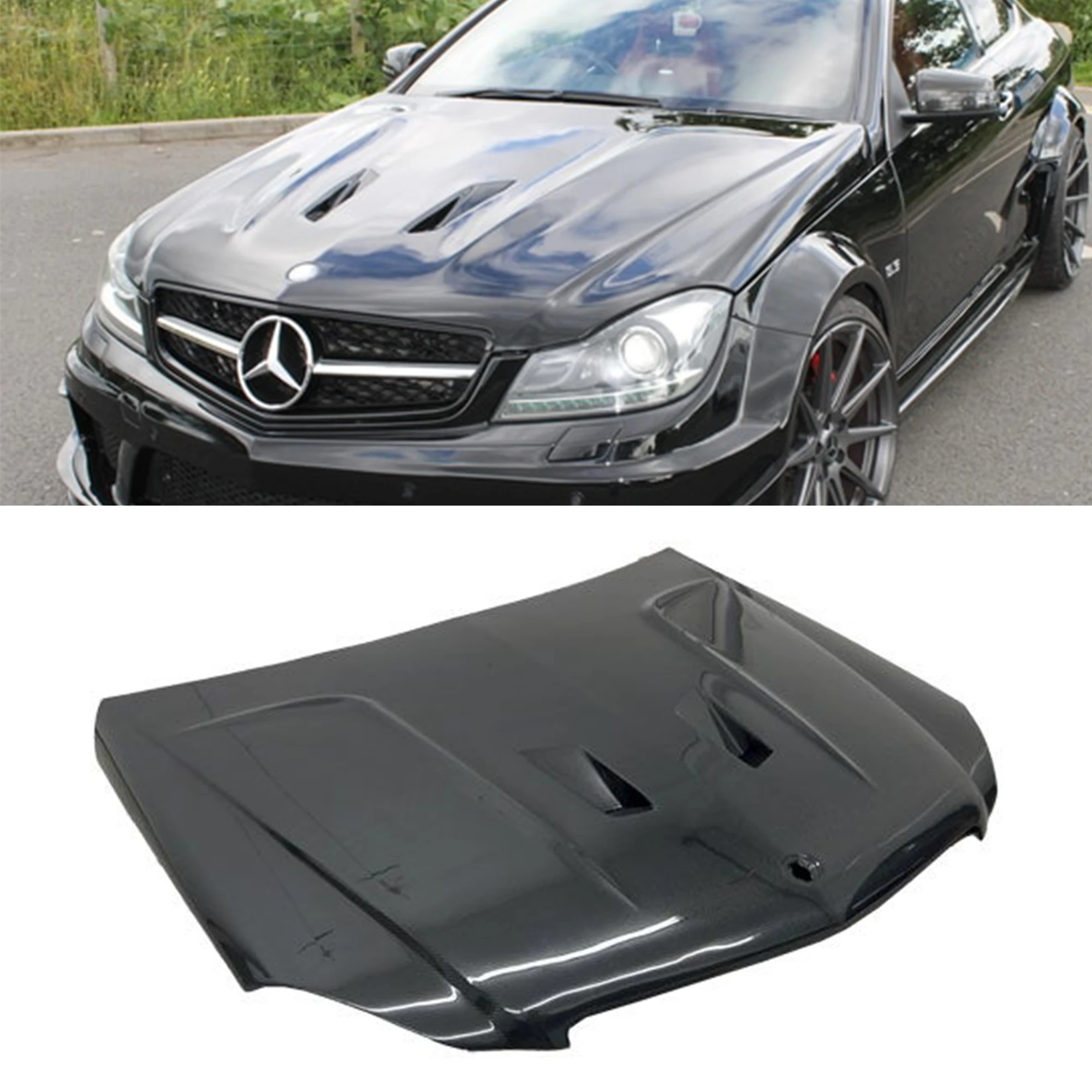 Car bumpers body kit carbon fiber front hood cover for C-class C200 C250 W204 4 doors