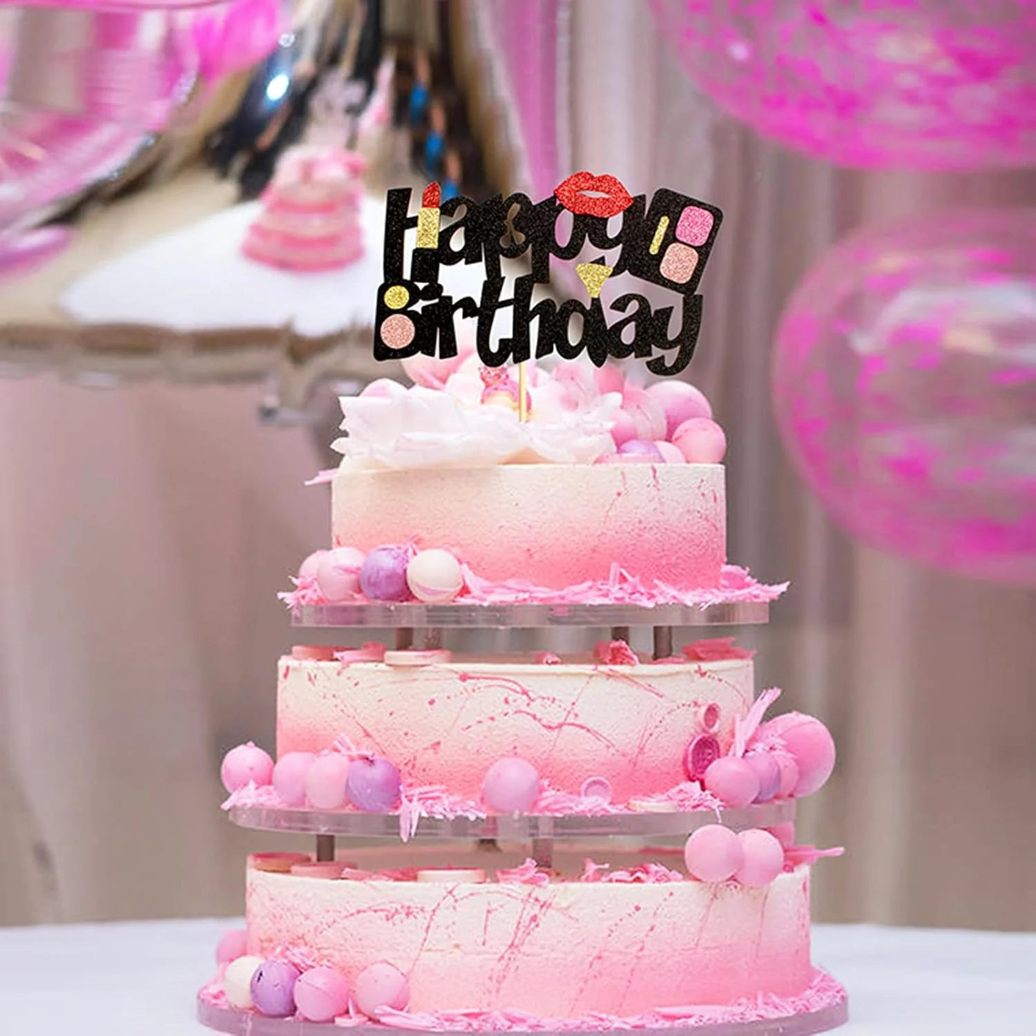 4 Stück Kunstharz-Kosmetik-Kuchenaufsätze – Lippenstift- und Parfümdekoration für Make-up-Thema, Braut, Bachelorette, Geburtstagsparty-Zubehör – Detail 9