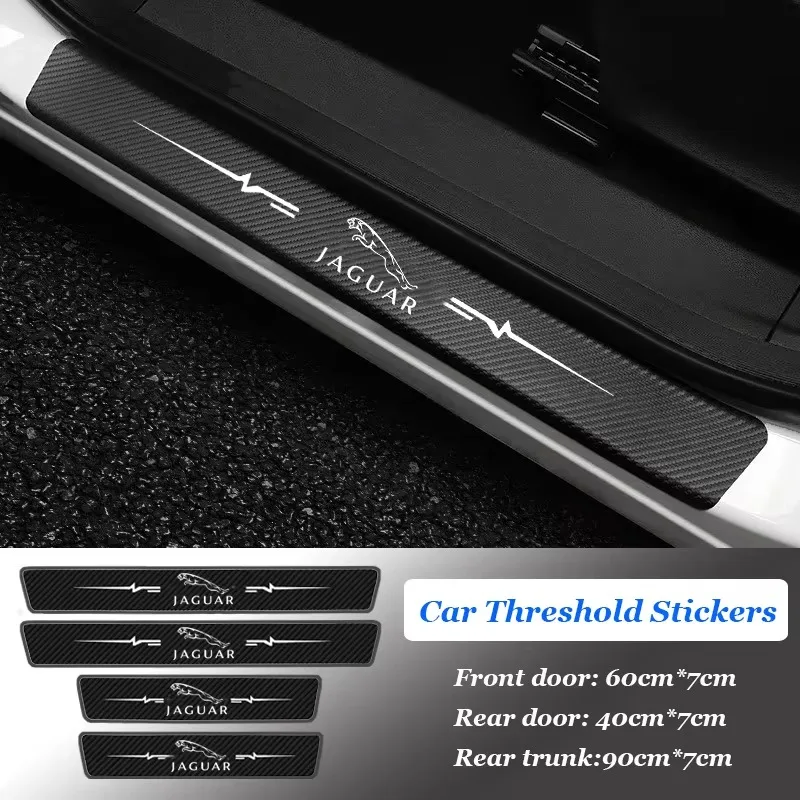 Car Door Plate Carbon Fiber Threshold Protector Sticker Decals For Jaguar XF XFL XJ XE XEL XK XKR XJ6 I Pace Fpace Epace Stype