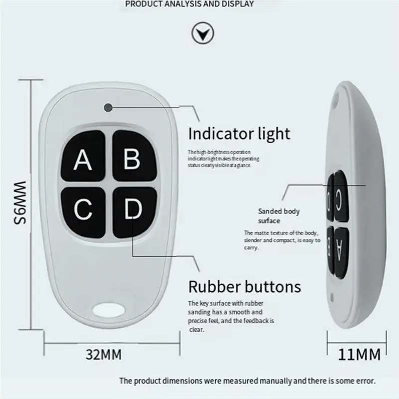 【NEWLY】315Mhz Universal Garage Door Opener Remote Control Wireless 4-Button Key Duplicator Clone Electric Gate Transmitter