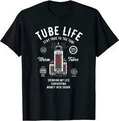 Vintage Retro Analog-Audio Vacuum Tube Guitar Bass Tee T-Shirt  Men's 100% Cotton Casual T-shirts Loose Top Size S-3XL