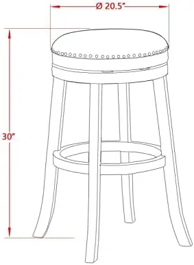 Taburete con respaldo para mostrador de cocina, silla de 30 pulgadas, tapizada en cuero PU, forma redonda, DVS030-303 Devers