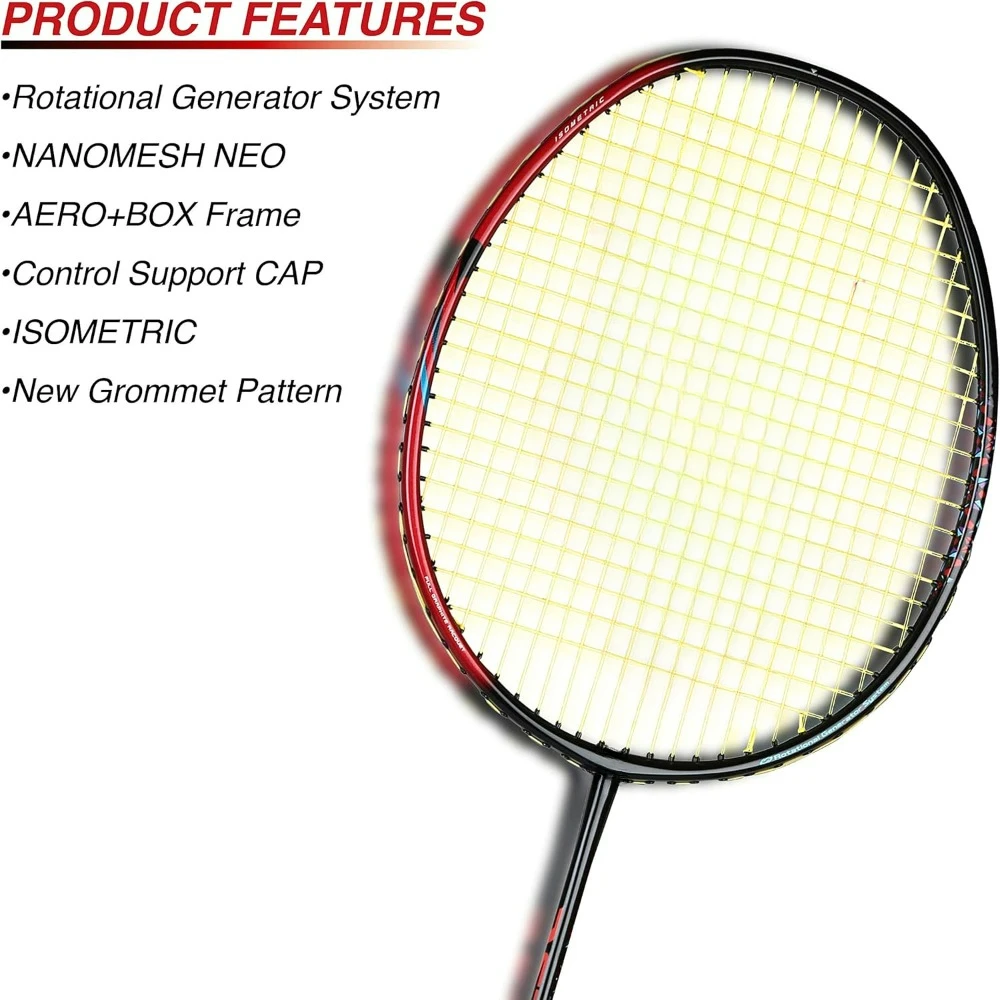 Astrox Smash Badminton Racket, black/red, SLIM SHAFT, More speed, More power, greater control, the sharpest maneuverability.