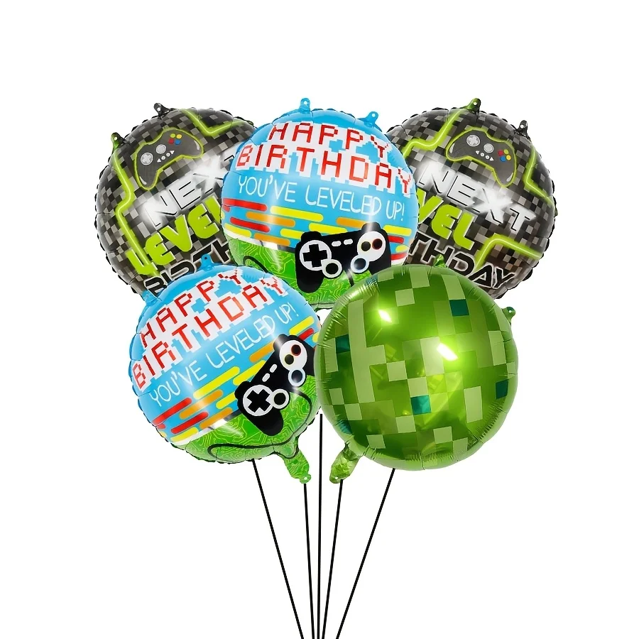 Gaming Party Balloon Bundle - Pixel & Controller Design for Birthday, Level Up Celebration, Perfect for Gamers & Teens