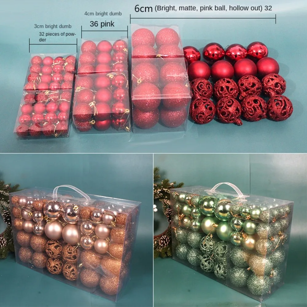 100PCS High-quality Plastic Christmas Ball Set 18 Colors Suspensable Xmas Ornament Ball 8cm Xmas Baubles Storefront