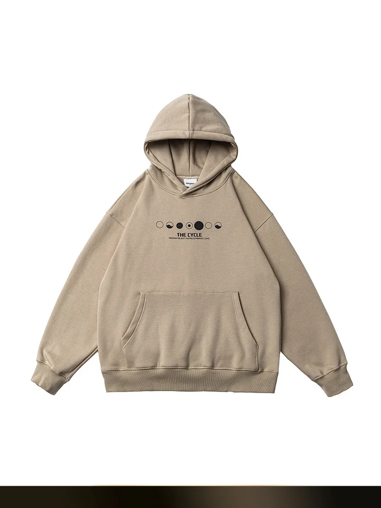 

Мужская зимняя толстовка с капюшоном в стиле ретро с японским принтом, свободного кроя, однотонная, для пар, из смесового полиэстера и хлопка