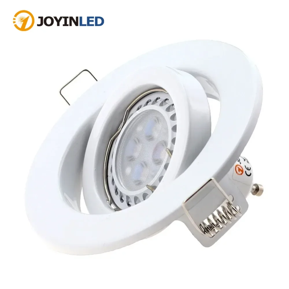 JOYINLED MR16 GU10 Adjustable Recessed Downlight Frame Spotlight Trim Bulb Base Fitting Ceiling LED Fixture Mounting Ring White