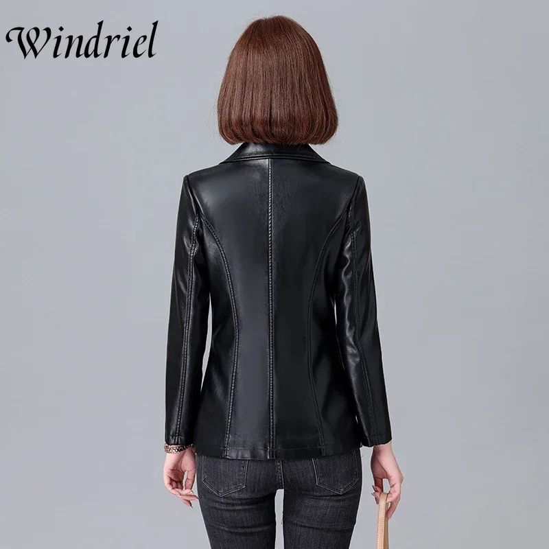 Simple Leather Clothing Jacket For Women M-5XL Office Lady Blazer Coat Long Sleeve Jackets For Spring Autumn Suede