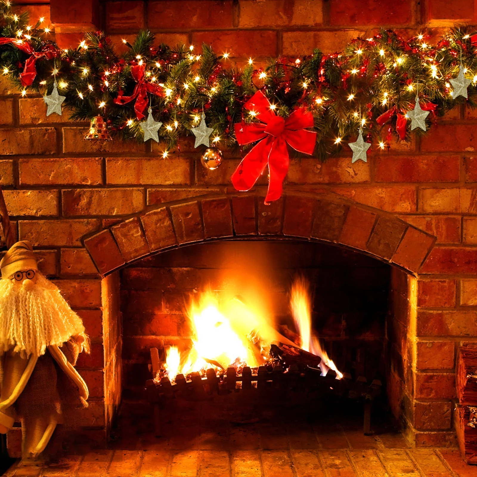 

30 Pcs Christmas Fancy Ornaments Decorations Indoor Tree Hanging Star Pendant Decorative Figurine Farmhouse