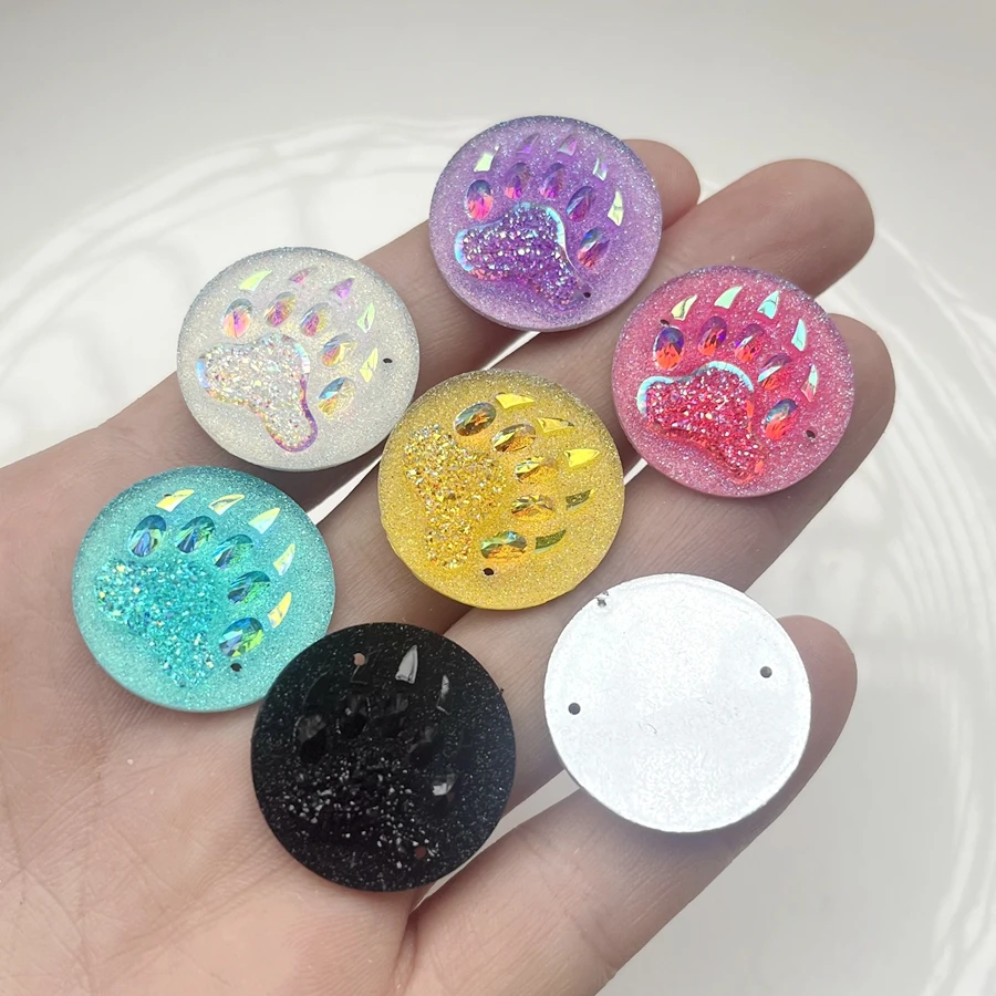 Super bright 25mm round mineral face bear claw pattern resin flat back sewing scrapbook DIY jewelry earrings set Rhinestone