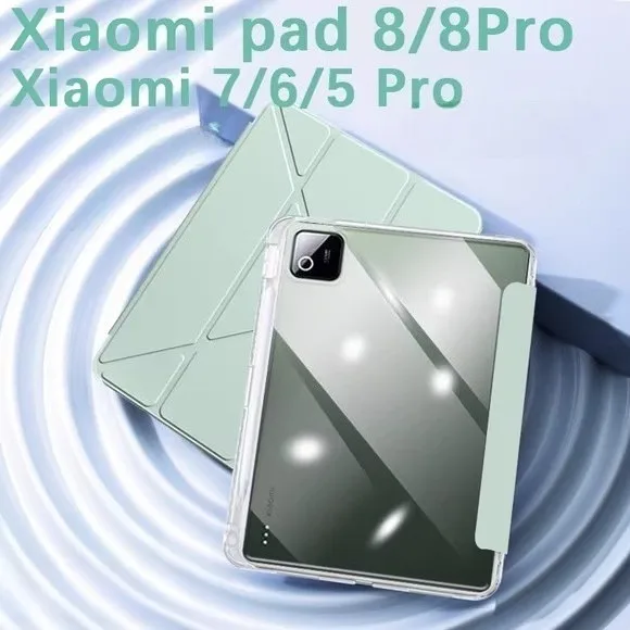 

Transprent Acrylic Hard Case For Xiaomi Poco Pad X1 11.2 inch 2025 Poco Pad M1 12.1inch Y-Folding Bracket Cover With Pen Slot