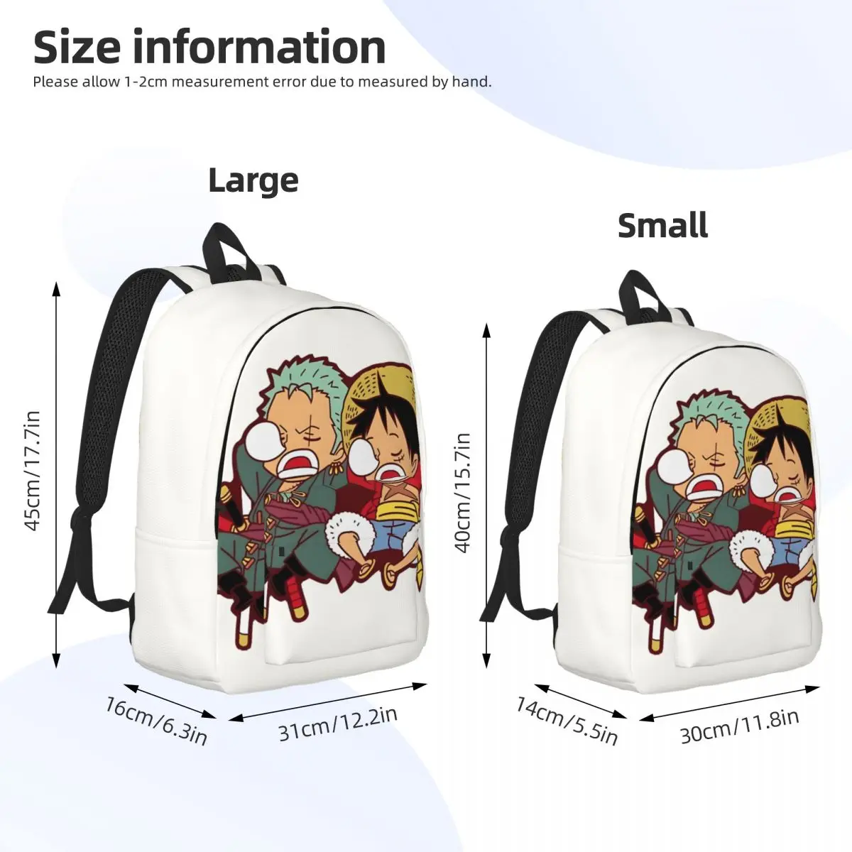 Powrót do szkoły Prezent Luffy i Zoro Retro zmywalne torby dziecięce One Piece Luffy Przechowywanie przekąsek dla mężczyzn Kid Schoolbag Piknik