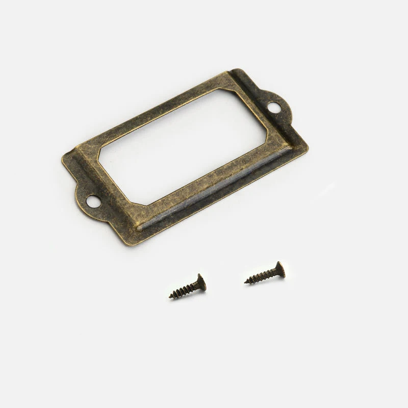 12pcs Antique Bronze Label Frame Handle w/screws Tag Holder File Name Pull Knob 70mm/2.7In Jewelry Box Cabinet File Case Drawer
