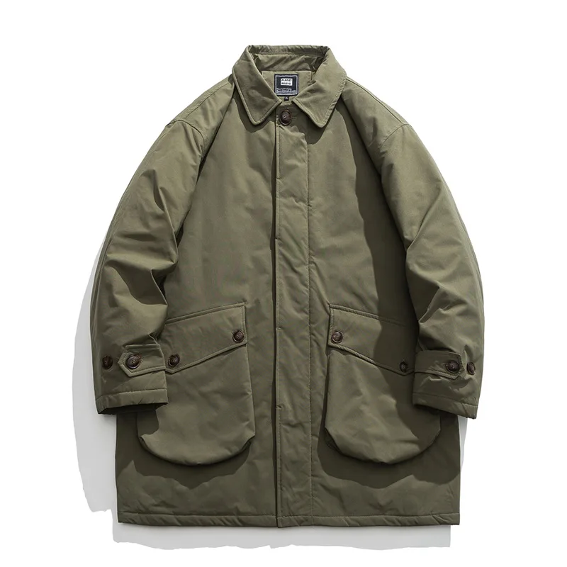 Японское ретро винтажное длинное рабочее пальто с карманами для мужчин и женщин, свободная толстая куртка в стиле милитари