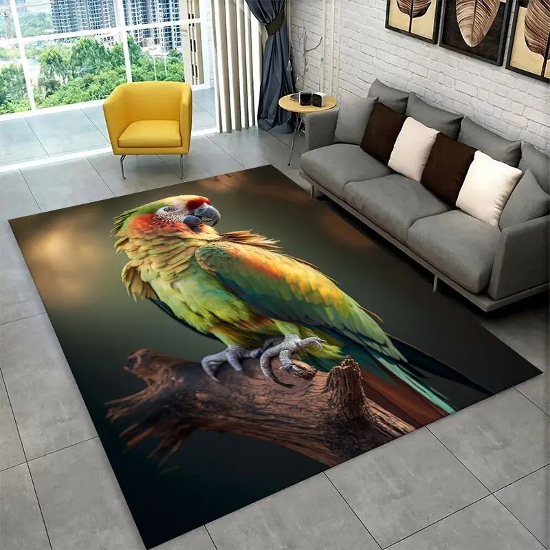 Colorful Parrot Macaws Parakeet Birds Large Area Rug Non-slip Carpet for Bedroom Living Room Sofa Doormat Home Decor Floor Mat