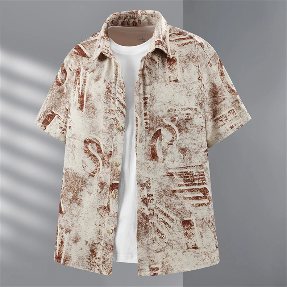 Summer Hawaiian Shirt Men Plus Size 11XL Shirts Ink Painting Printing Casual Fashion Summer Short Sleeve Shirt Male Big Size
