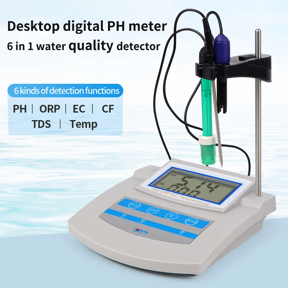 

PH Meter 6 in 1 Digital Water Tester EC TDS ORP CF Temp Drinking Water Quality Analyzer Monitor Aquarium Hydroponics Laboratory