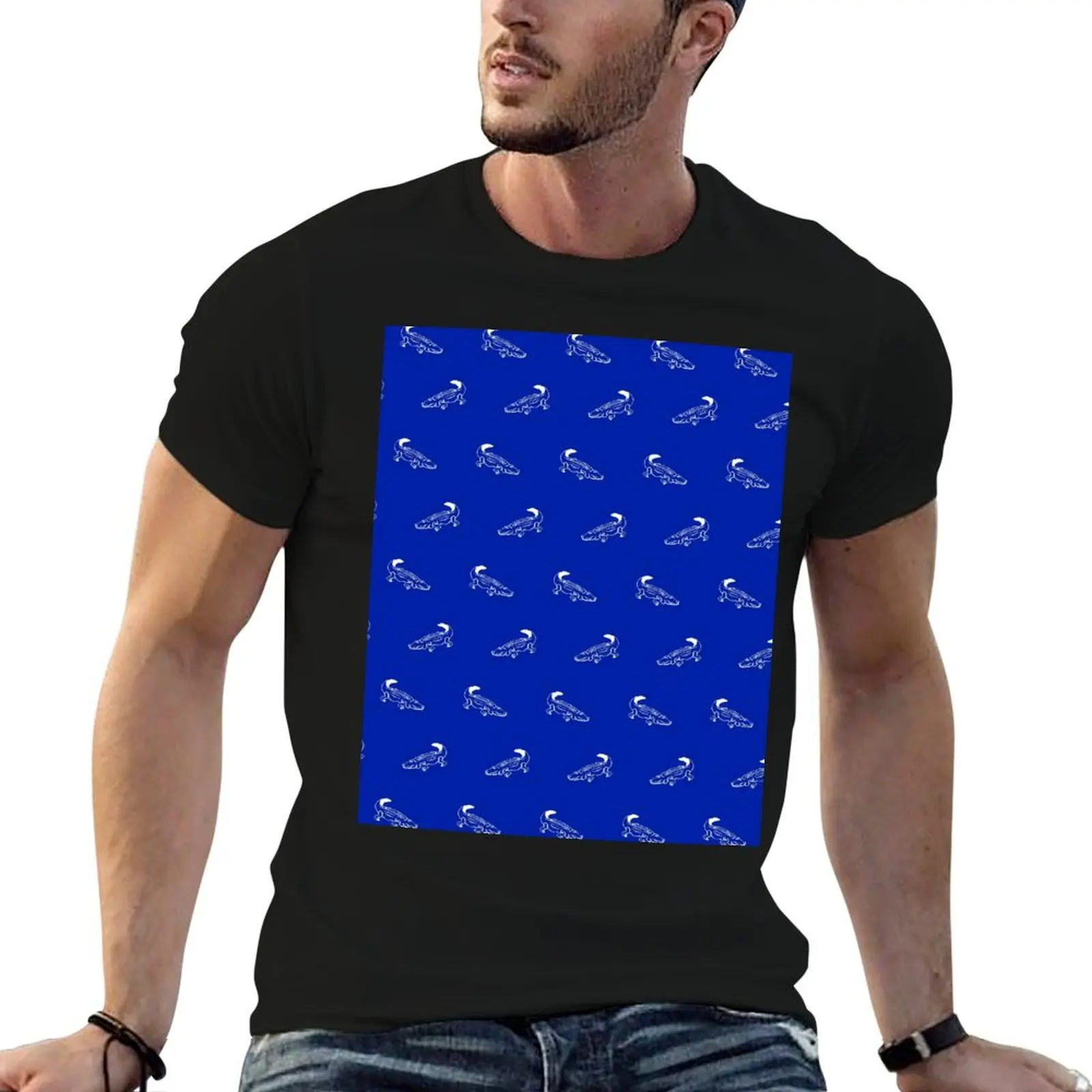 

man T-Shirt Gator dark shirts men shirts Blue for funny t humor t on White casual
