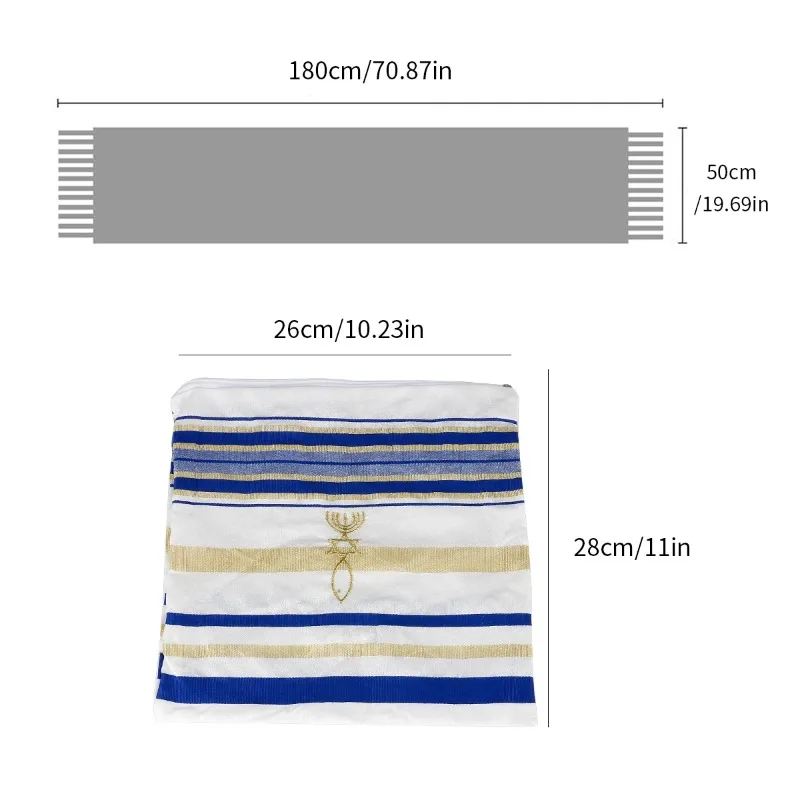 Messianic Jewish Israel Tallit Prayer Shawl Scarfs With Talis Bag Gifts for Women Ladies Men 180*50cm