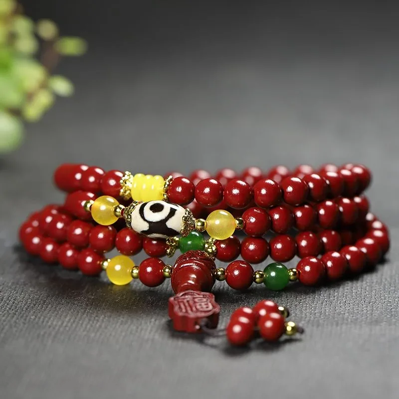 108 Natural High-purity Cinnabar Bracelets for Men and Women's High-end Ethnic Necklaces