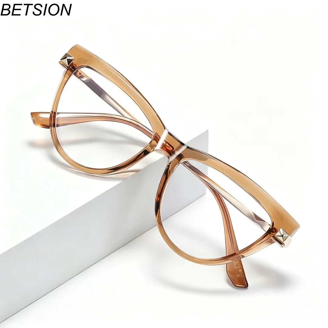 

BETSION Fashion Cat-Eye Unique Design Blue Light Blocking Glasses Women's Reading Glasses Customizable Prescription #246