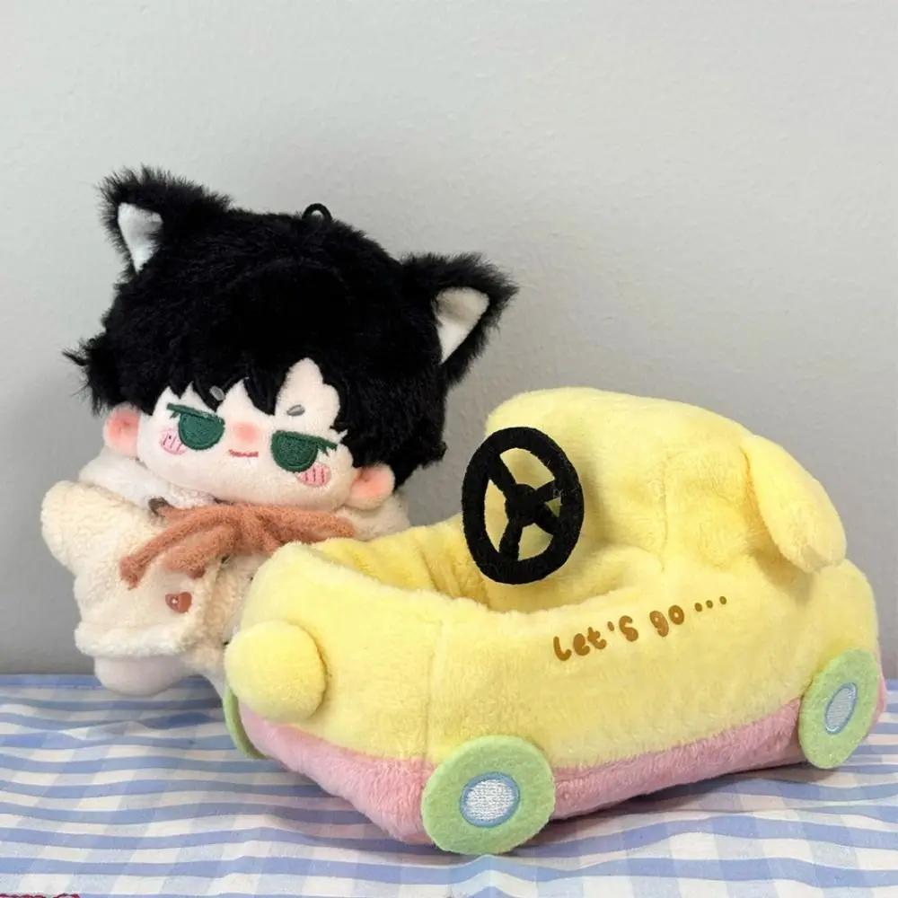 

Creative Yellow Doll Taxi Playing House Cartoon Doll Accessories Toy Car Playing House Ornament Plush Toy 10CM Doll Toy Car