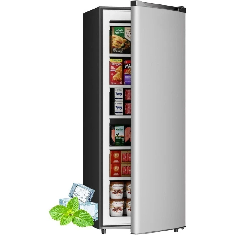 

Upright Freezer 6.5 Cubic Feet Stand Up Freezer Adjustable Thermostat Removable Shelves Reversible Door for Home Apartment
