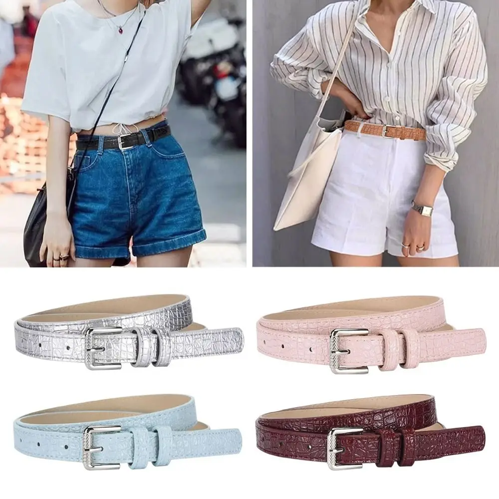 Vintage Crocodile Pattern Women's Belt PU Leather Simple Waistband Belts Designer Luxury Leather Belt Dresses