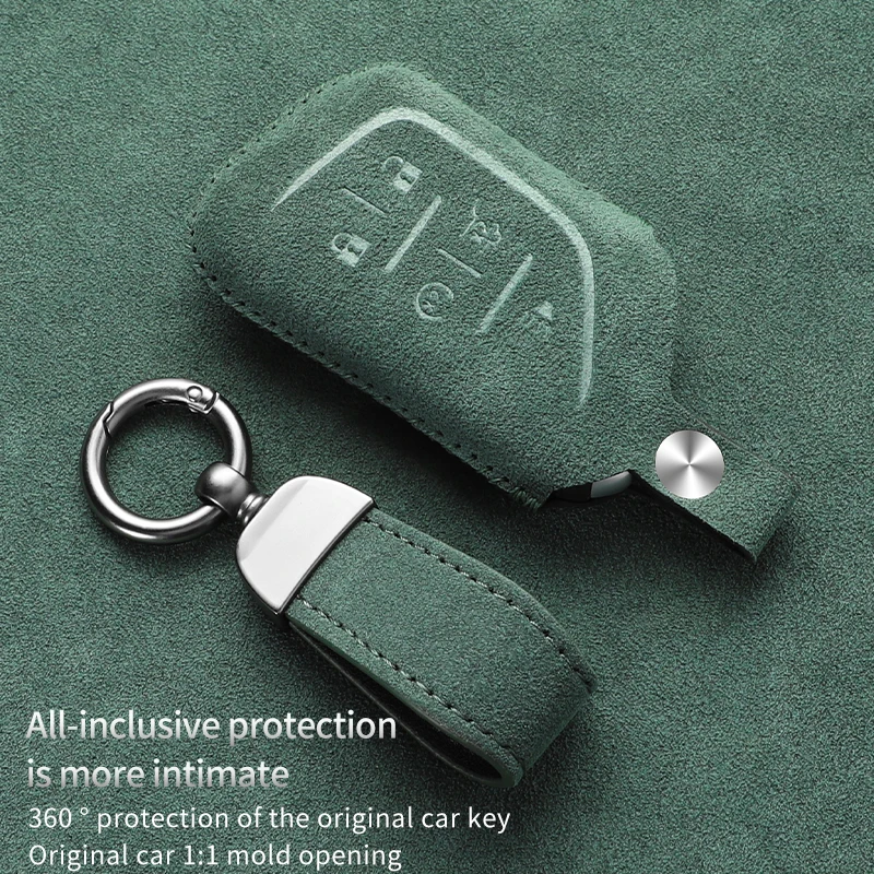 Suede Leather Car Key Case For Cadillac CTS CT4 CT5 Escalade 2021 2022 2023 key Fobs Protector Cover Holder Shell Accessories